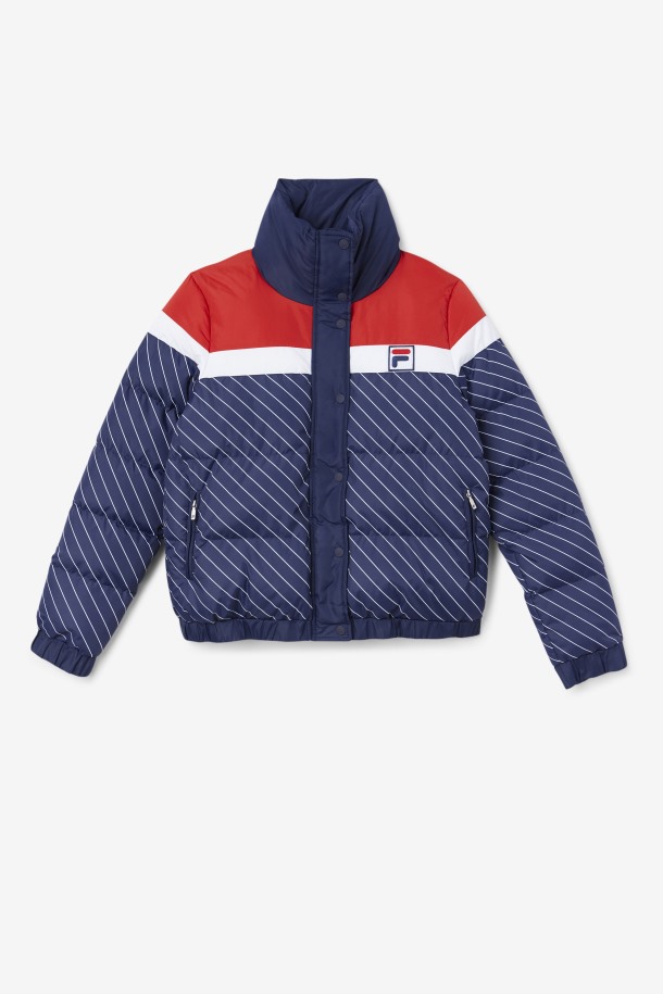 Chaqueta Acolchada Lottie Azul Marino/blanco/rojo Fila Baratas