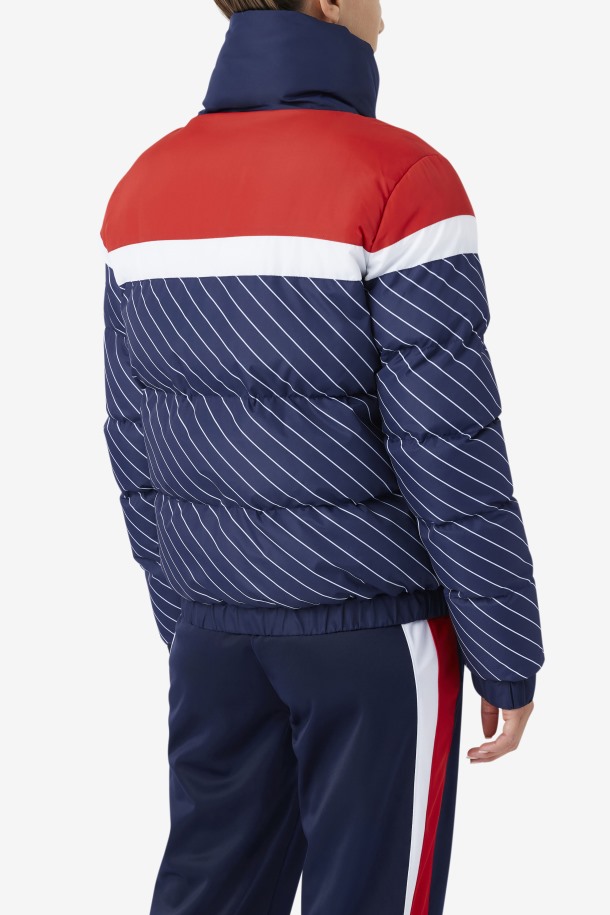 Chaqueta Acolchada Lottie Azul Marino/blanco/rojo Fila Baratas