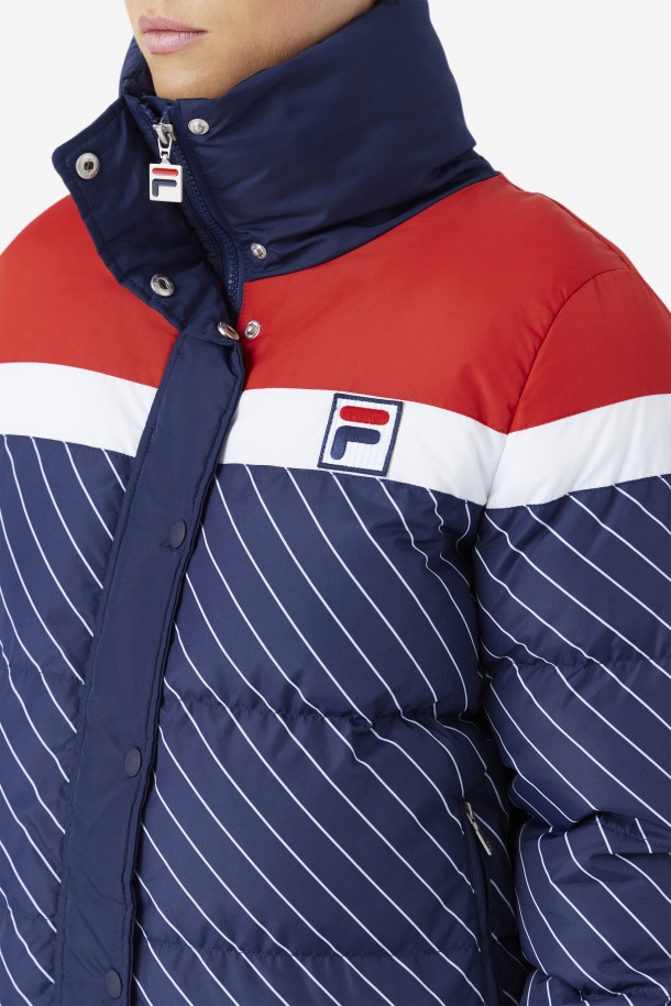 Chaqueta Acolchada Lottie Azul Marino/blanco/rojo Fila Baratas