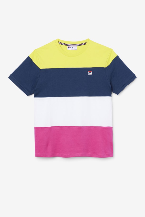 Fila Outlets Azul Marino/blanco/amarillo Servir Tripulación