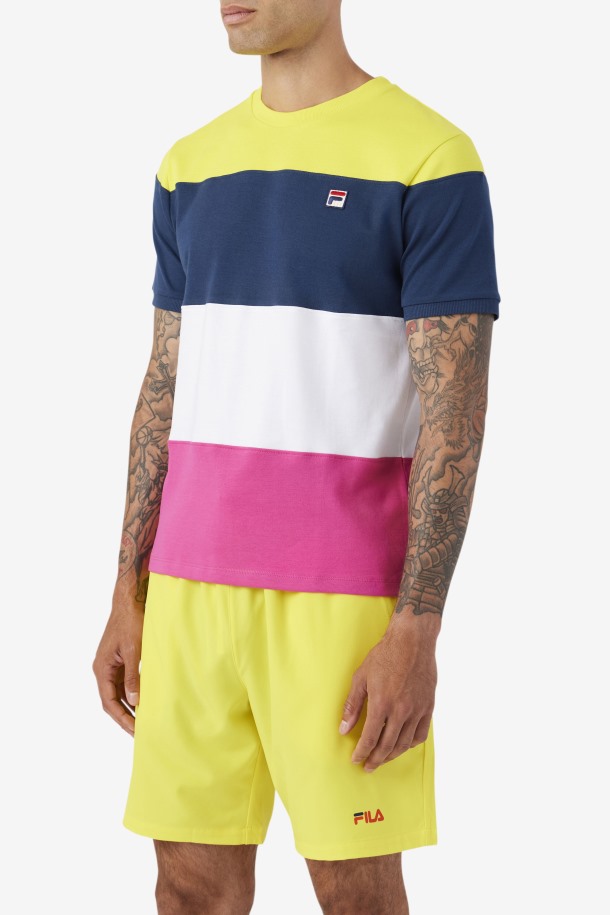 Fila Outlets Azul Marino/blanco/amarillo Servir Tripulación