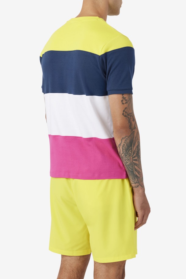 Fila Outlets Azul Marino/blanco/amarillo Servir Tripulación