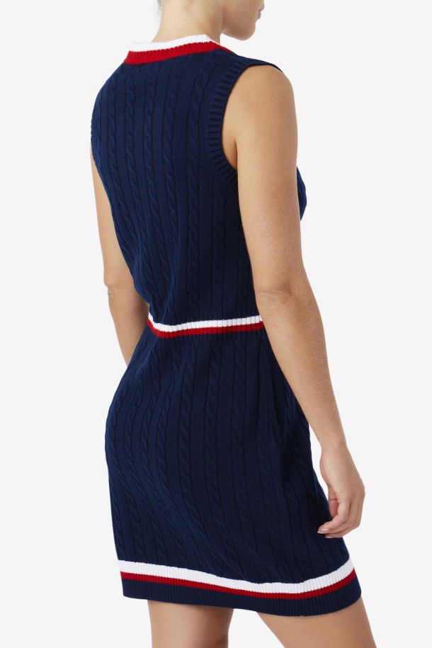 Fila Outlets Darian Sweater Vestido De Punto Azul Marino/rojo/blanco