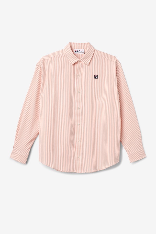 Camisa De Vestir Coral Almendra/blanco Ariella Fila Outlet