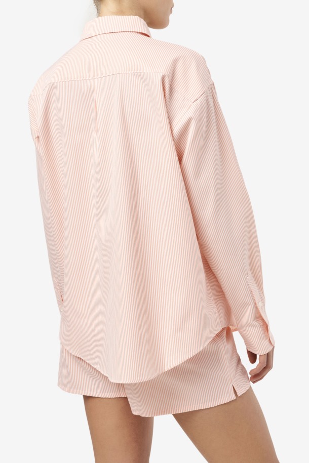 Camisa De Vestir Coral Almendra/blanco Ariella Fila Outlet