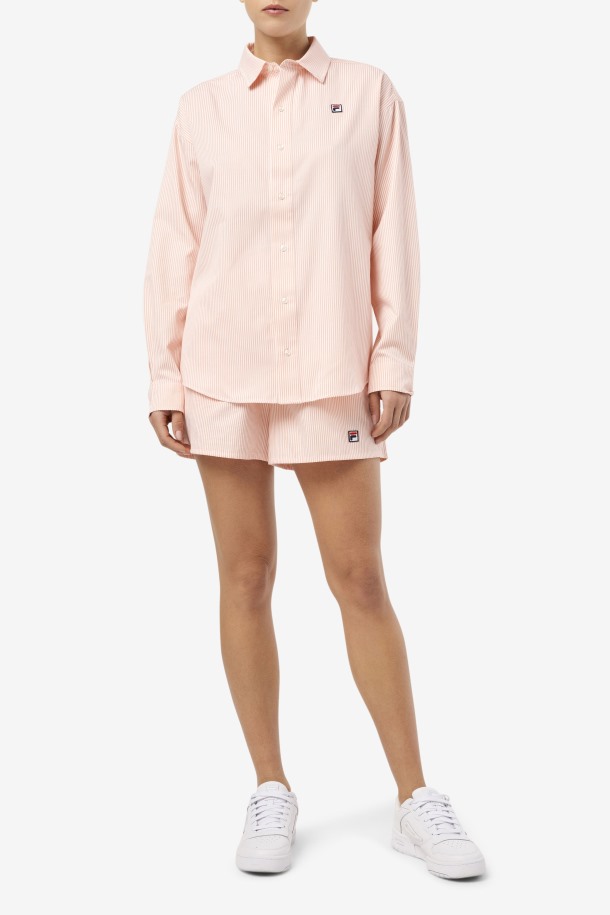 Camisa De Vestir Coral Almendra/blanco Ariella Fila Outlet