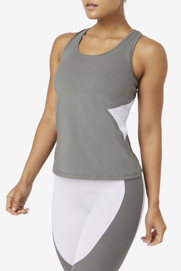 Tomas De Cola Uplift Open Racerback Tank Top Gargoyle/lavender Blue