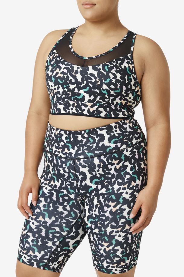 Sujetador Uplift Racerback Negro Estampado Animal Fila Outlet
