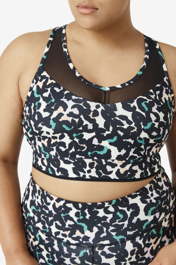 Sujetador Uplift Racerback Negro Estampado Animal Fila Outlet