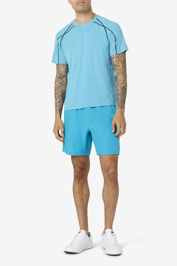 Fila Outlets Pickleball Camiseta De Manga Corta Mar Caribe Jaspeado/negro