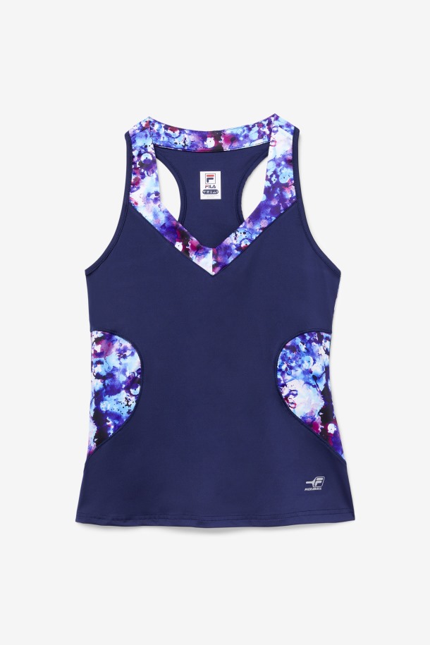 Camiseta Sin Mangas Pickleball Halter Queue Outlet Azul Marino Estampado/azul Marino