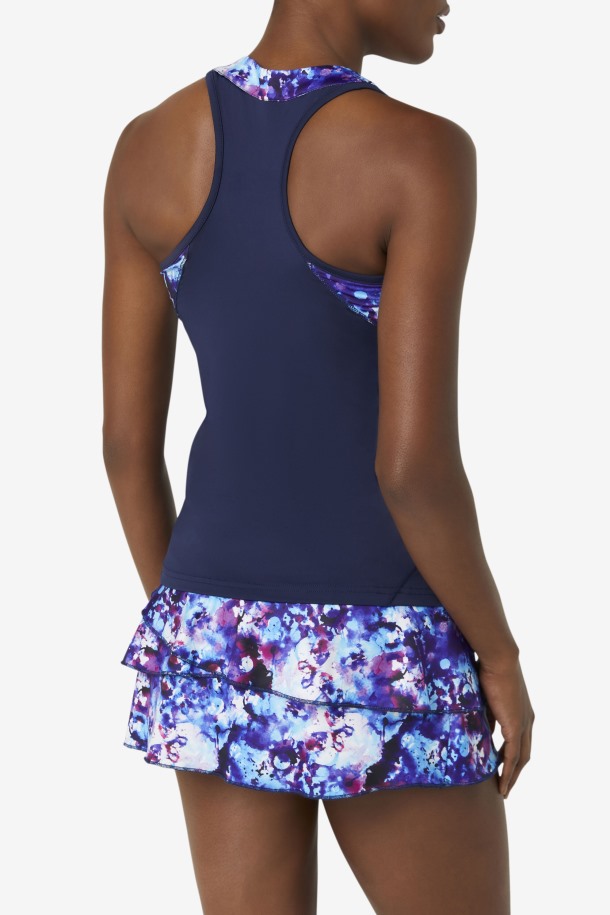 Camiseta Sin Mangas Pickleball Halter Queue Outlet Azul Marino Estampado/azul Marino