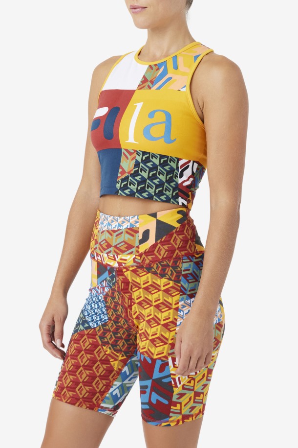 Amarillo/blanco/rhubarb/ocean Zhuri Tank Fila Outlets