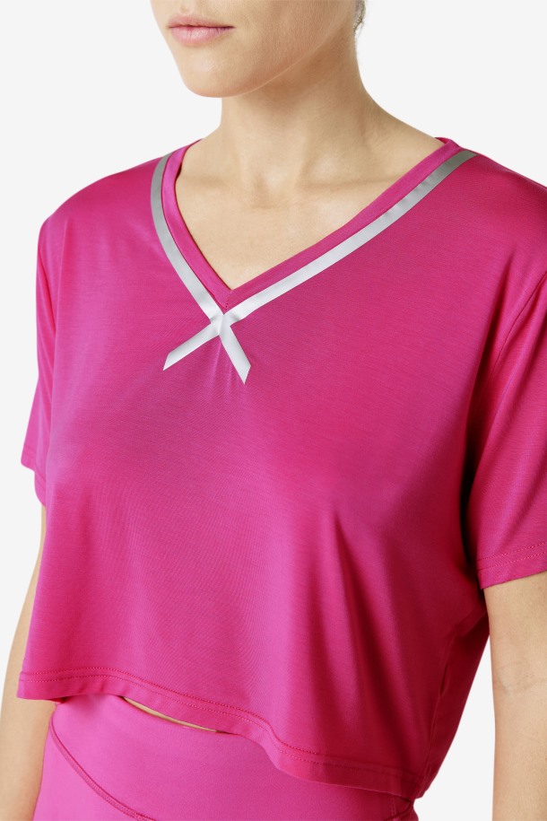 Crop Top Fi-lux High-low Rosa Brillante Fila Outlet