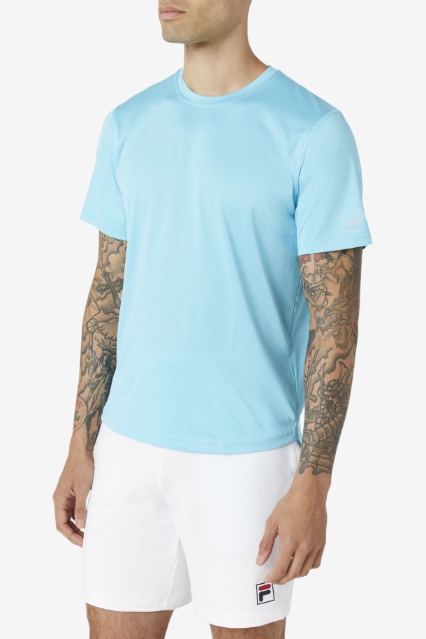 Blue Fish Heather Fila Outlets Pickleball Scallop Hem Crew