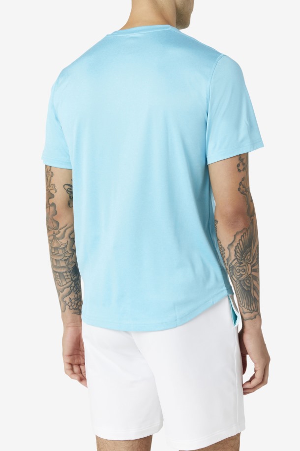 Blue Fish Heather Fila Outlets Pickleball Scallop Hem Crew