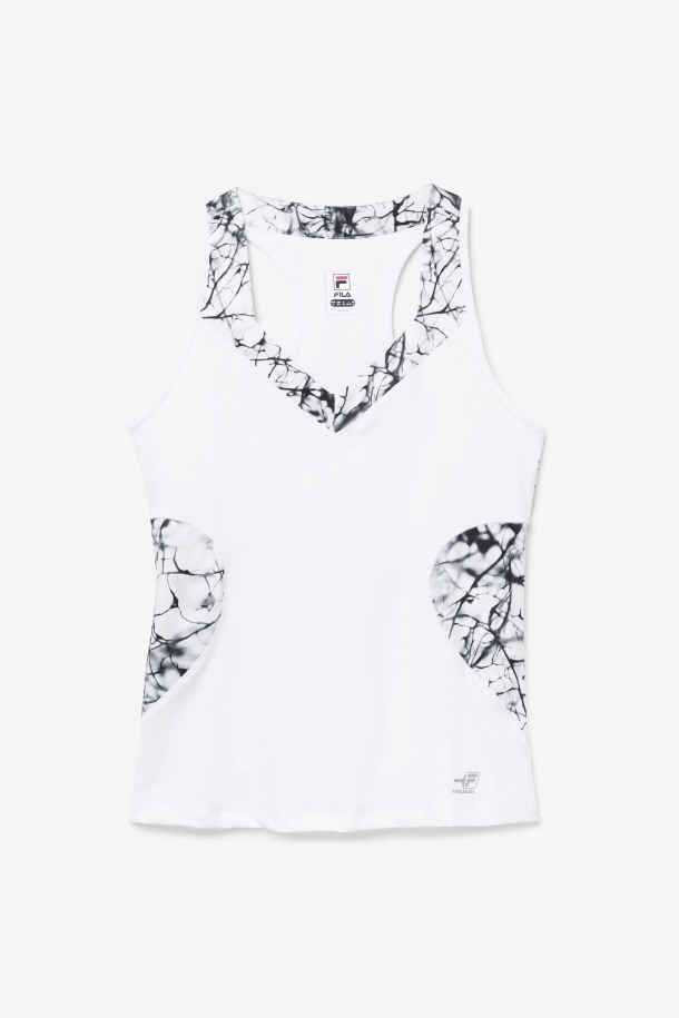 Cola Salida Pickleball Halter Tanque Mármol/estampado Blanco