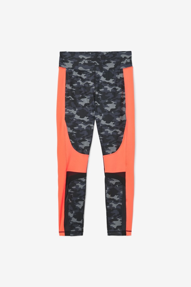 Forza Color Block Legging Fila Outlets Dark Camo/hot Coral/black