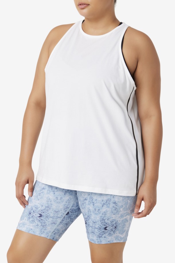 Blanco/blanco Jaspeado/negro Fila Outlets Camiseta Sin Mangas Suelta Fi-lux