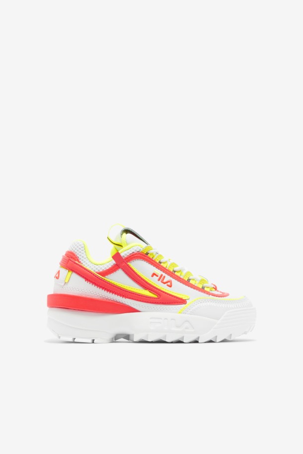 Fila Outlets Blanco/fiery Coral/amarillo Niños Pequeños Disruptor 2 Exp