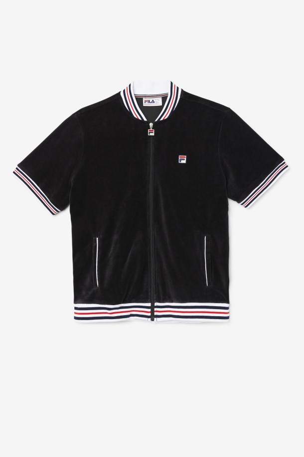 Chaqueta Estudio Terciopelo Negro/blanco Fila Outlet