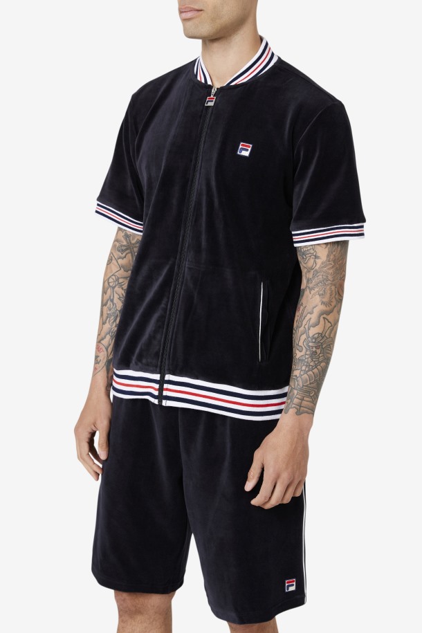 Chaqueta Estudio Terciopelo Negro/blanco Fila Outlet