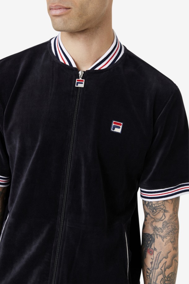 Chaqueta Estudio Terciopelo Negro/blanco Fila Outlet