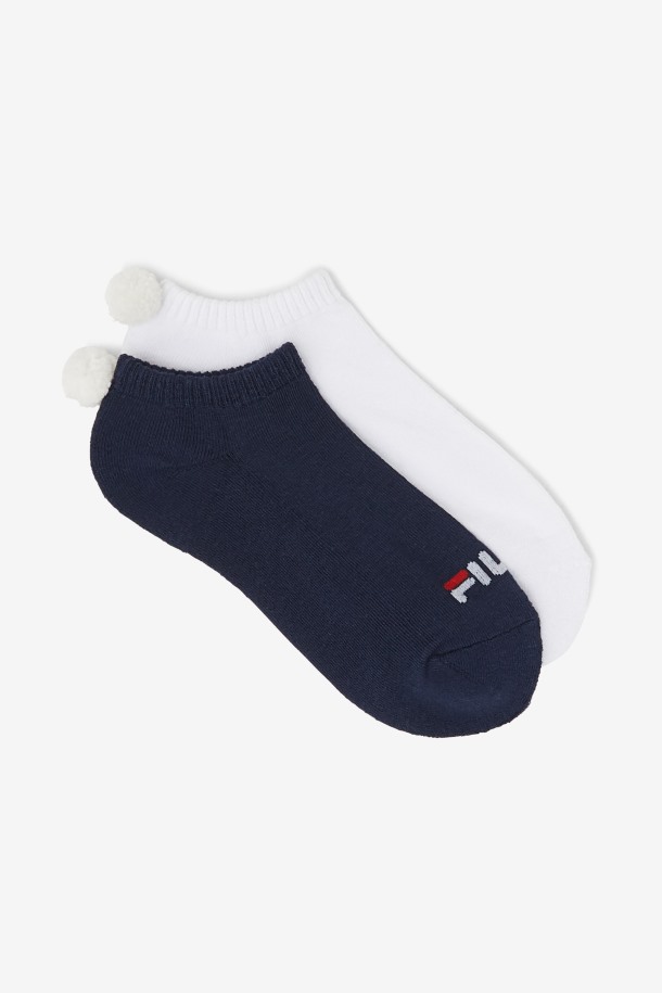 Pack De 2 Calcetines De Tenis De Mujer Con Pompones Fila Outlet Navy