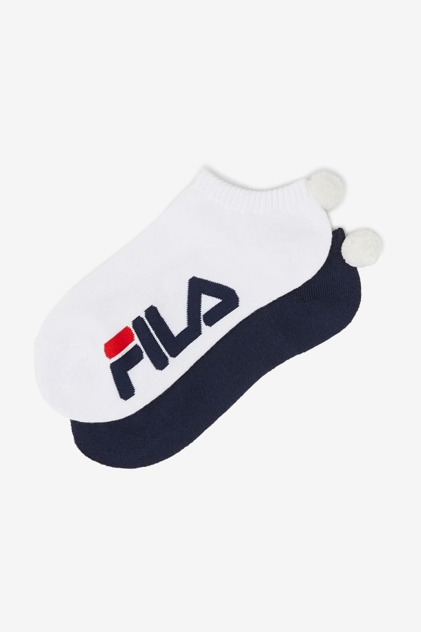 Pack De 2 Calcetines De Tenis De Mujer Con Pompones Fila Outlet Navy