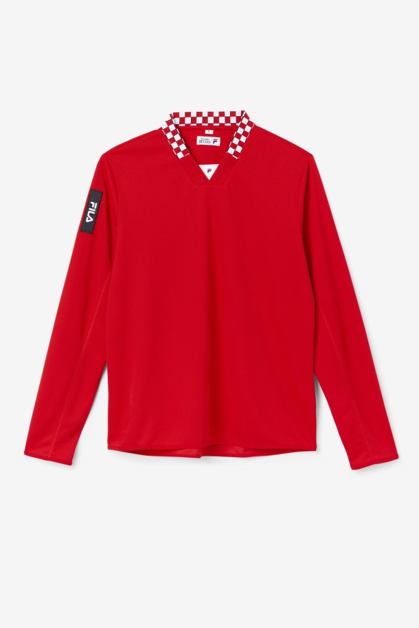 Fila Outlets Bevans Park Camiseta De Manga Larga Roja