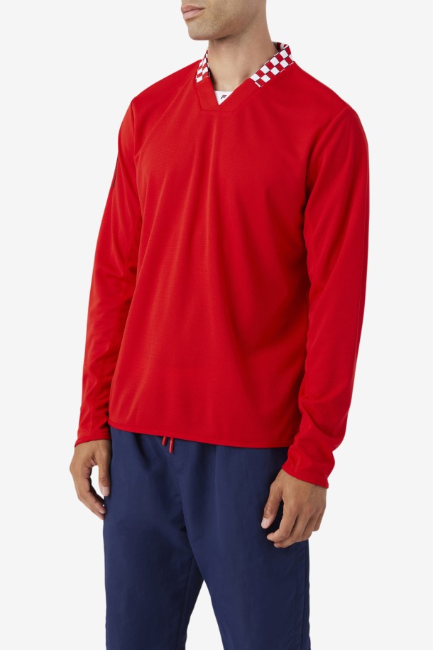 Fila Outlets Bevans Park Camiseta De Manga Larga Roja