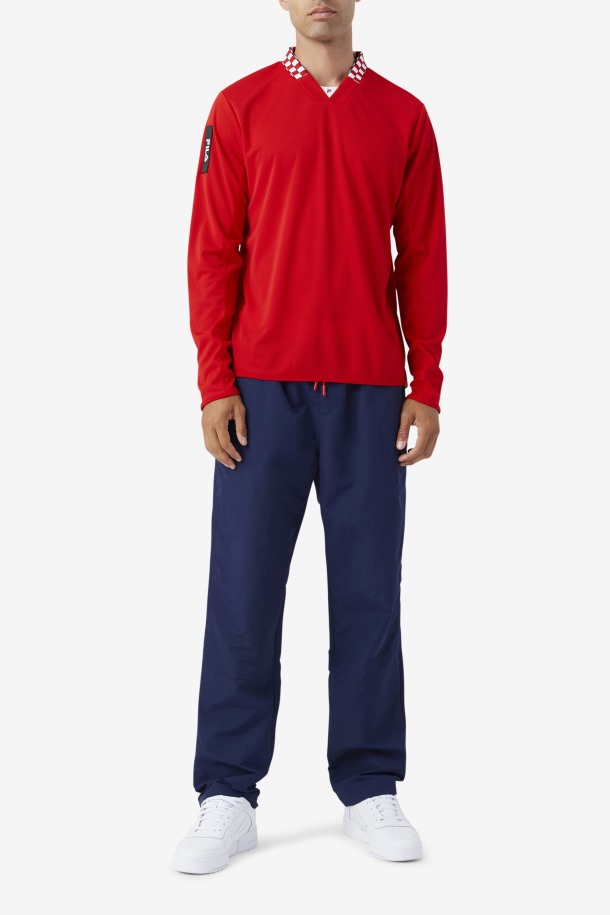 Fila Outlets Bevans Park Camiseta De Manga Larga Roja