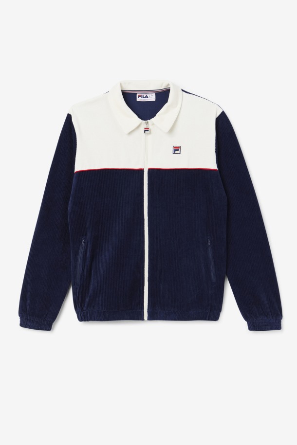 Fila Outlets Gerard Terciopelo Chaqueta Azul Marino/egret/rojo