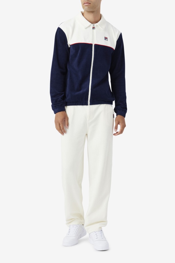 Fila Outlets Gerard Terciopelo Chaqueta Azul Marino/egret/rojo