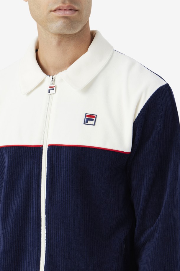 Fila Outlets Gerard Terciopelo Chaqueta Azul Marino/egret/rojo
