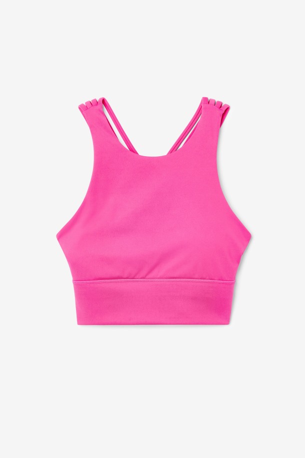 Fila Outlets Uplift Sujetador Deportivo De Cuello Alto Rosa Brillante