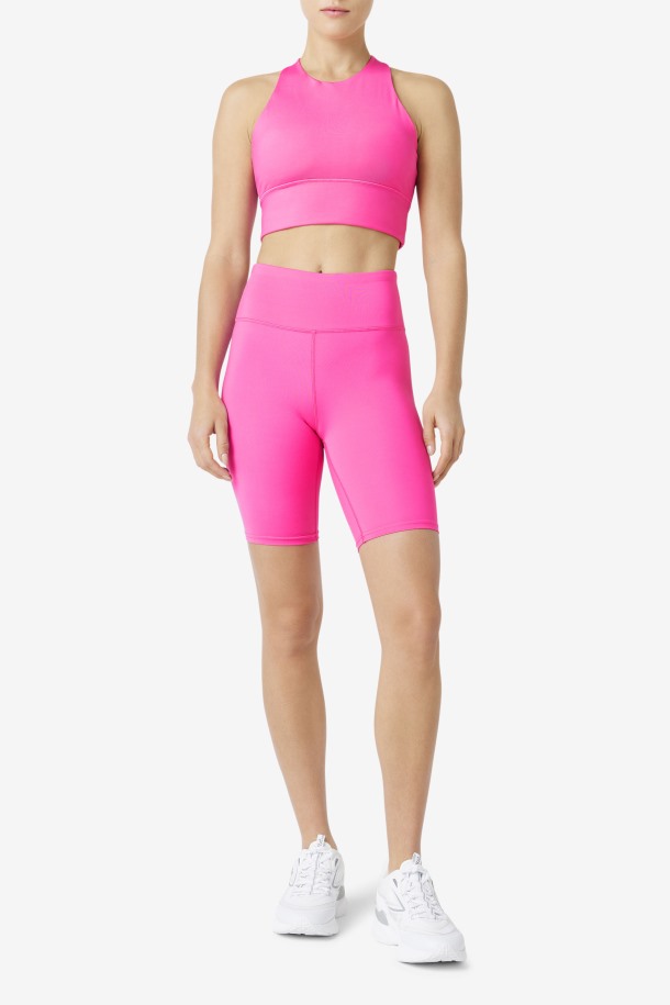 Fila Outlets Uplift Sujetador Deportivo De Cuello Alto Rosa Brillante