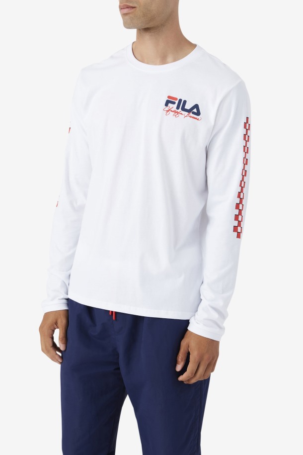 Fila Outlets Bevans Park Camiseta De Manga Larga Blanca