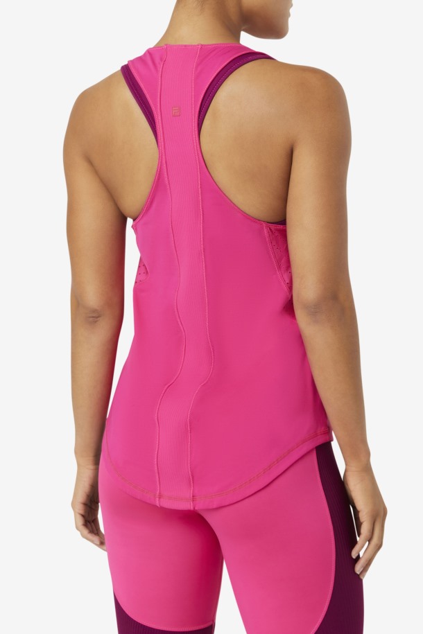 Fila Outlets Brtpink Uplift Camiseta Sin Mangas Con Espalda Cruzada Texturizada