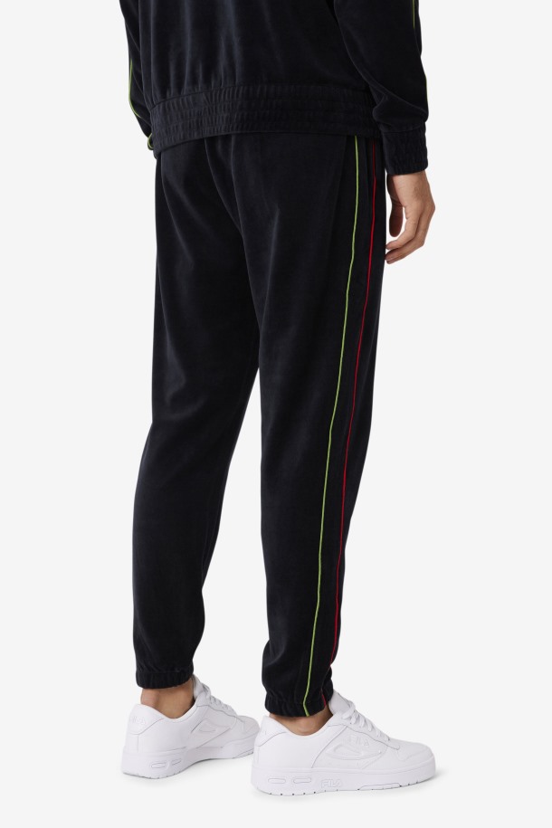 Fila Outlets Deverall Terciopelo Pantalón Negro/rojo/verde Bosque