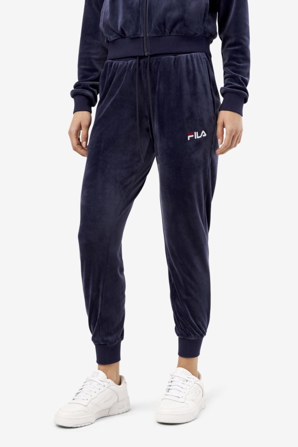 Azul Marino Zura Terciopelo Jogger Cola Puntos De Venta