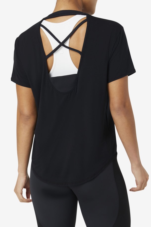 Fila Outlets Fi-lux Camiseta Negra De Manga Corta