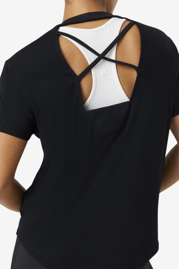 Fila Outlets Fi-lux Camiseta Negra De Manga Corta