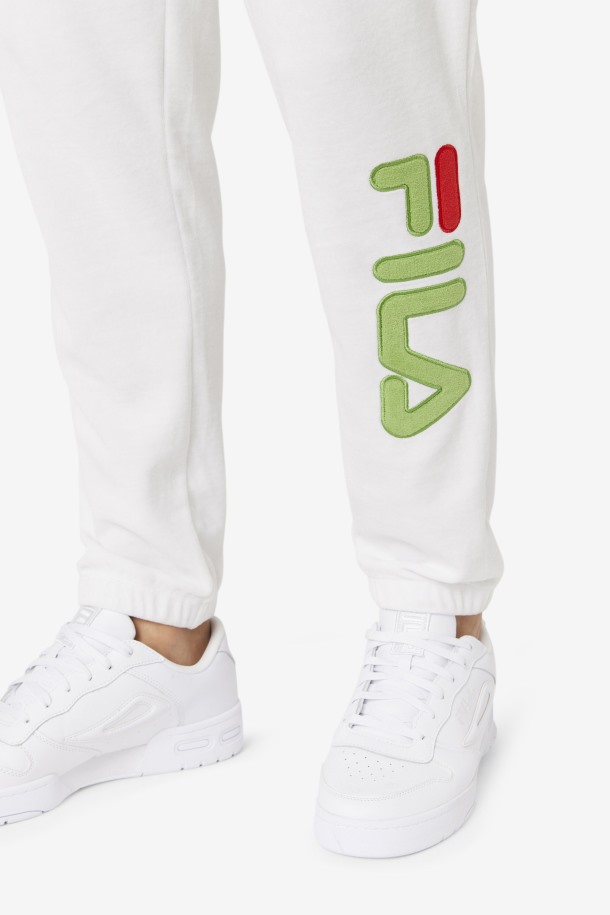 Fila Outlet Mansur Velour Pantalón Blanco/bosque Verde/rojo