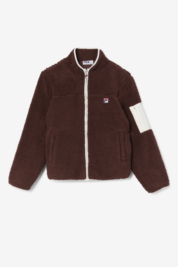 Fila Outlets Yale Sherpa Jacket Brown Stone/egret