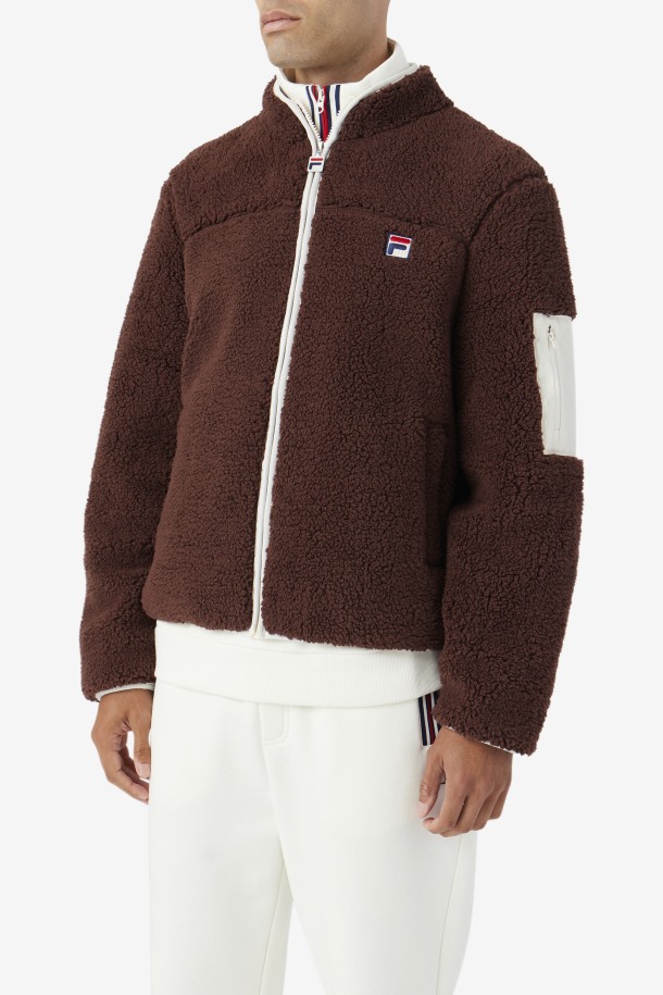 Fila Outlets Yale Sherpa Jacket Brown Stone/egret