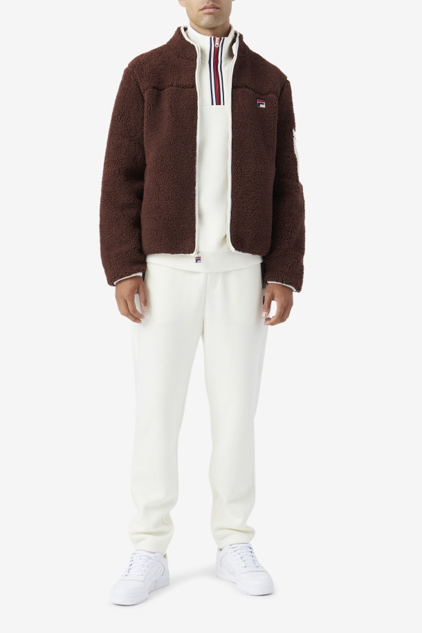 Fila Outlets Yale Sherpa Jacket Brown Stone/egret