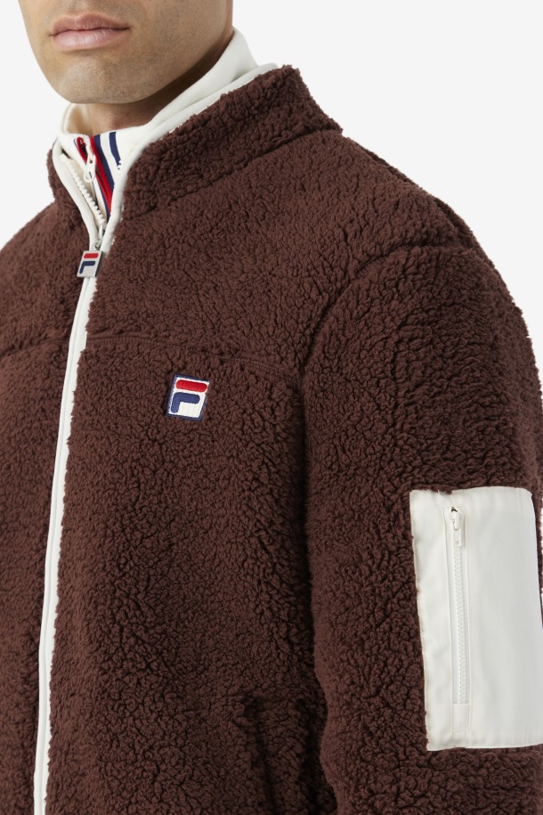 Fila Outlets Yale Sherpa Jacket Brown Stone/egret