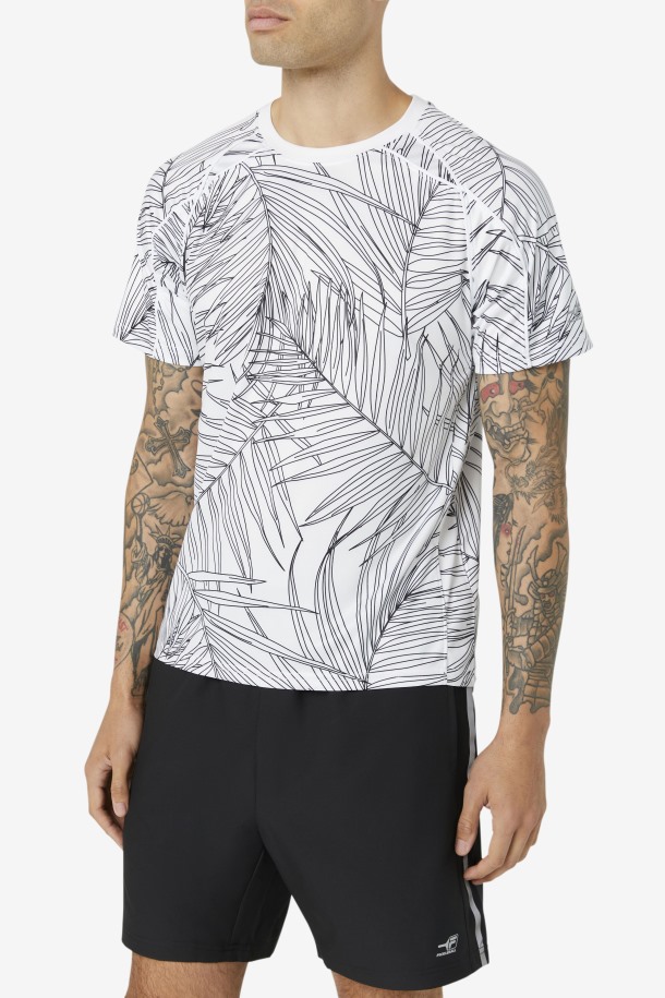 Pickleball Camiseta De Manga Larga Puntos De Venta Blanco Estampado De Palmeras/blanco