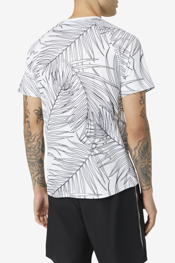 Pickleball Camiseta De Manga Larga Puntos De Venta Blanco Estampado De Palmeras/blanco